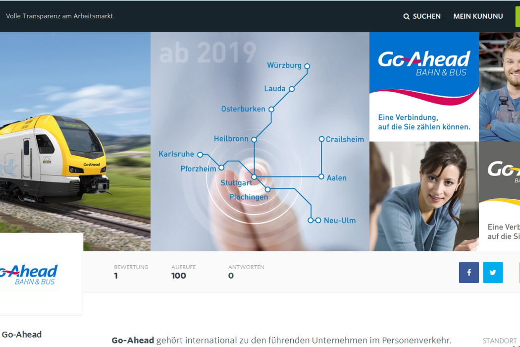 Go-ahead Bus & Bahn Ist U.a. Bei Kununu Erreichbar