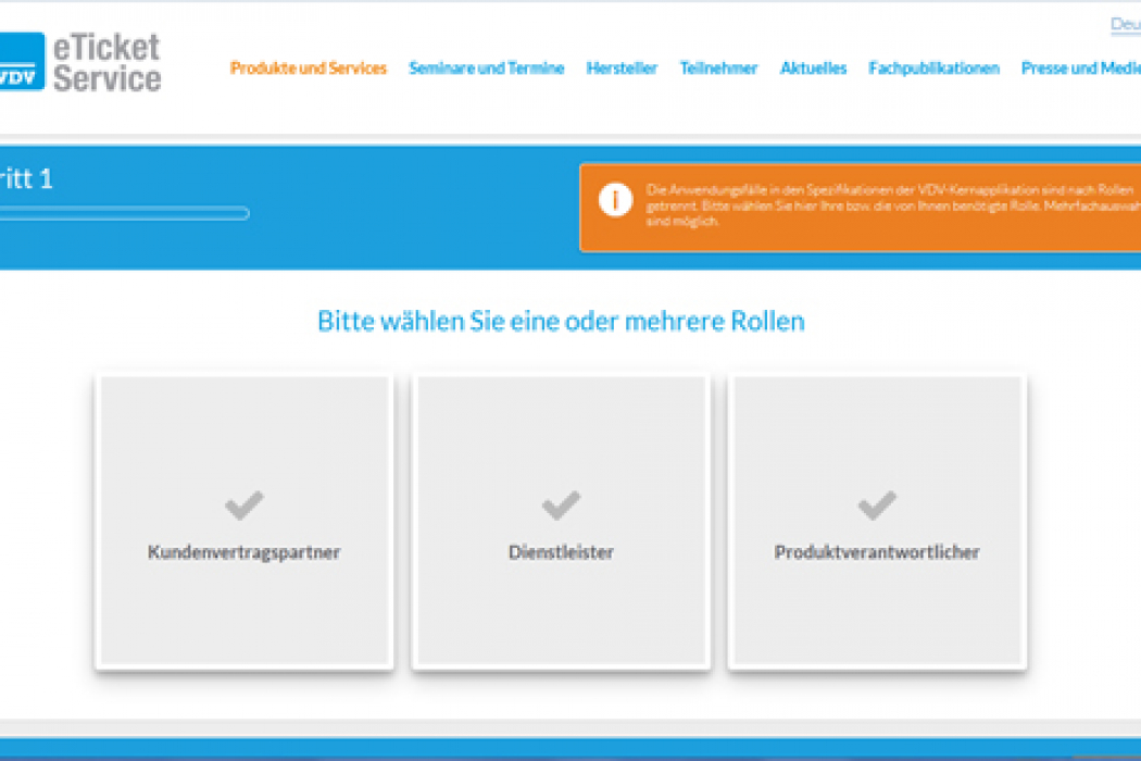 Ausschnitt Der Homepage Vdv Eticket Service Gmbh & Co. Kg Zum Vdv-ka-konfigurator