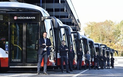 E-Busse auf dem Busbetriebshof Alsterdorf in Hamburg.